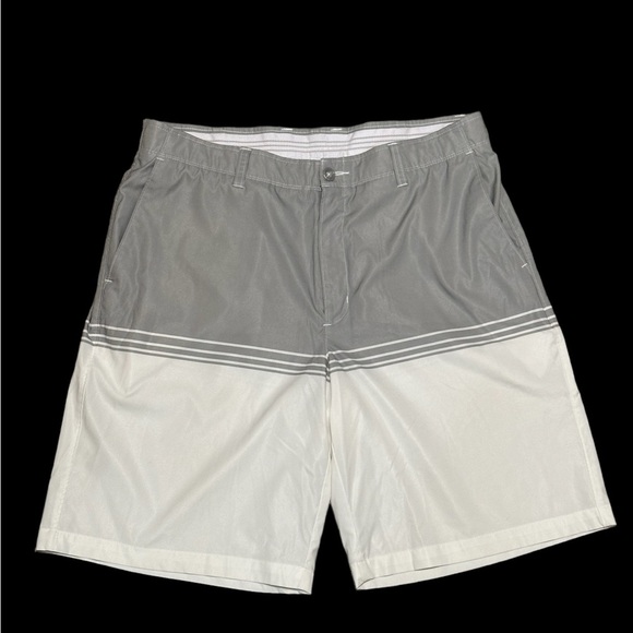 Men's Greg Norman 36 Large Chino Khakis Shorts White Gray Stretch Grip Waistband - Picture 3 of 7